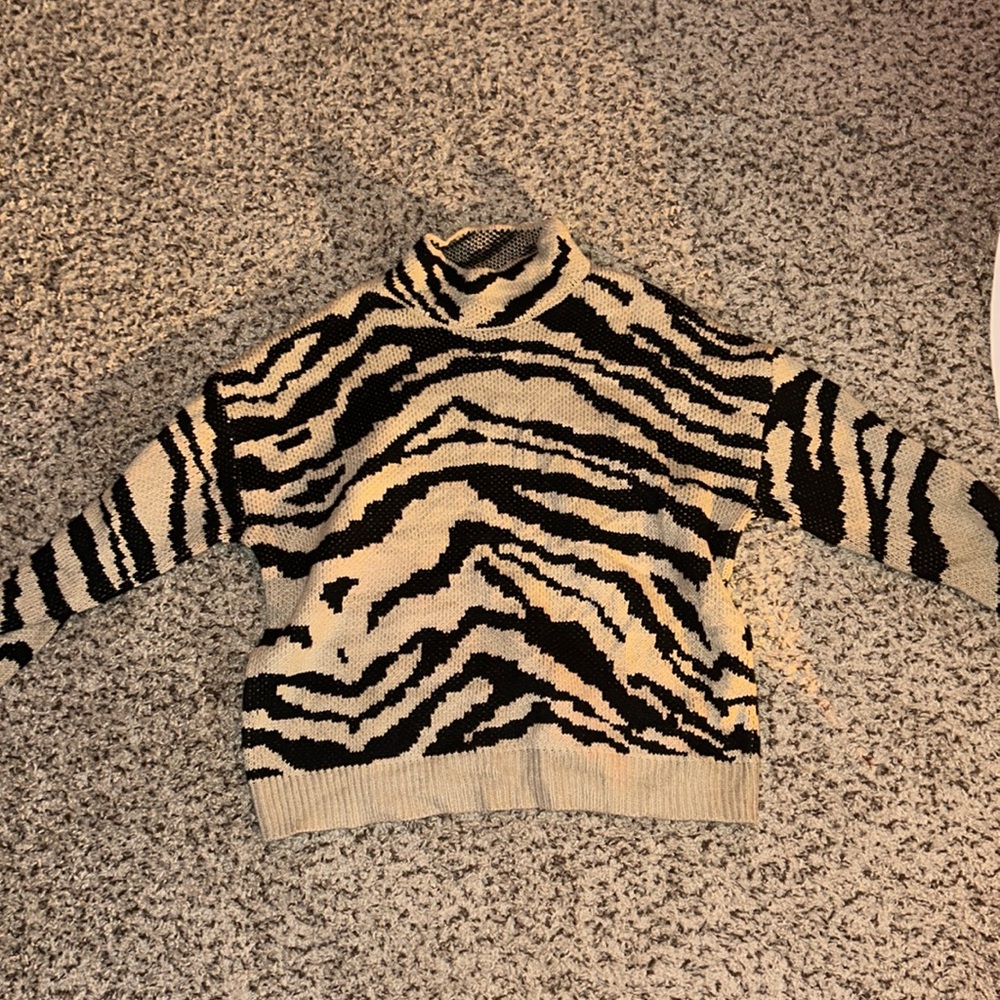 Zebra Print Brown Sweater